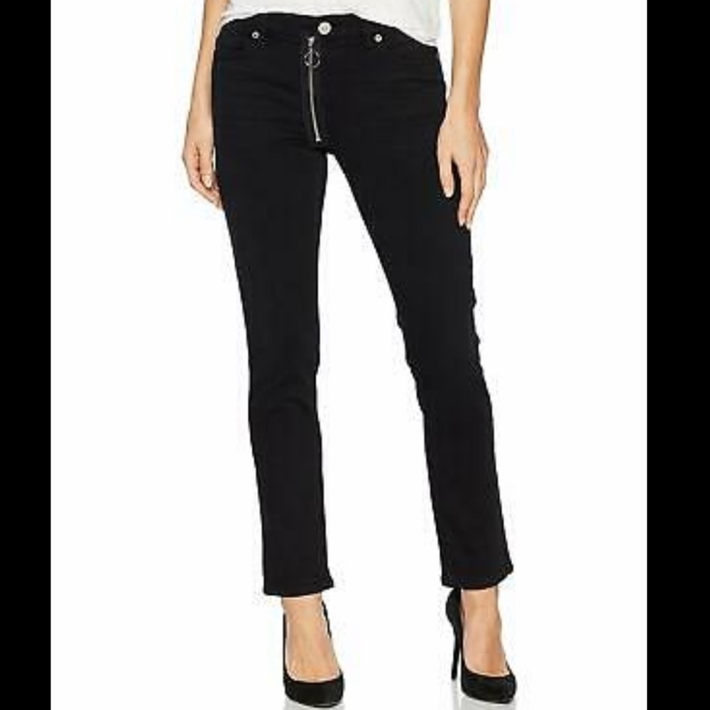 Hudson Riley crop exposed zipper relaxed jeans